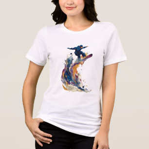 Abstrakter Snowboarder Flüssige Tinte Wasserfarb Tri-Blend Shirt