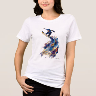 Abstrakter Snowboarder Flüssige Tinte Wasserfarb Tri-Blend Shirt