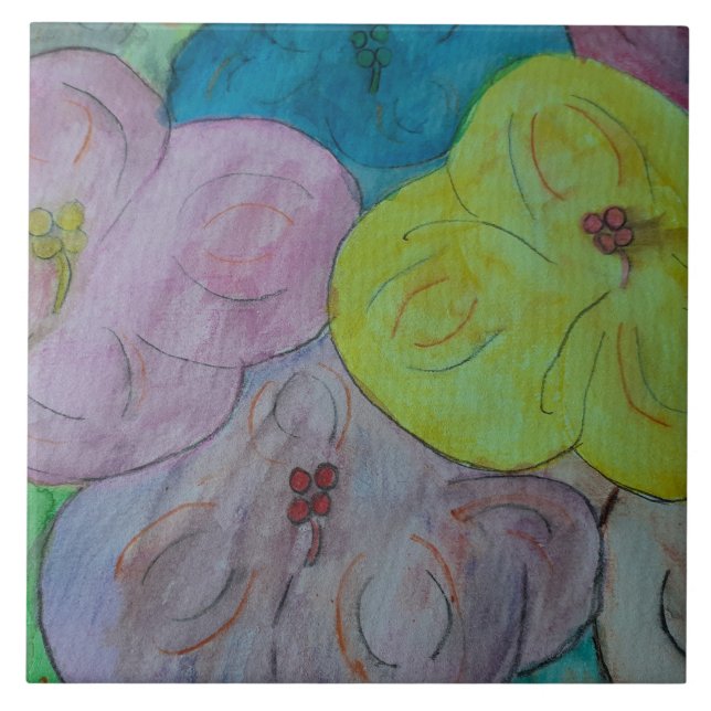 Abstrakter Sommer Keramik Tile Fliese (Vorderseite)