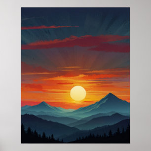 Abstrakter Sonnenaufgang Poster
