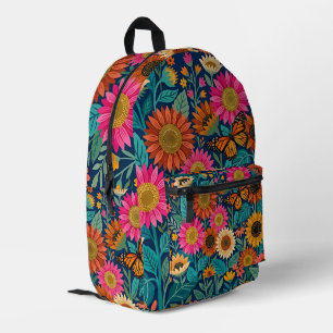 Abstrakter Sonnenblumen- und Schmetterlings-Rucksa Bedruckter Rucksack