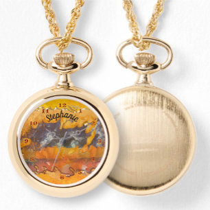 Abstrakter Sonnenuntergang 0612 Armbanduhr