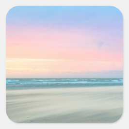 Abstrakter Sonnenuntergang am Strand von Den Haag Quadratischer Aufkleber