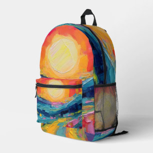 Abstrakter Sonnenuntergang auf dem Feld Bedruckter Rucksack