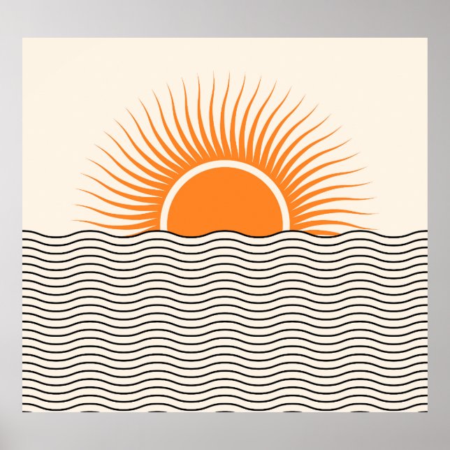 Abstrakter Sonnenuntergang: geometrische boho Deko (Vorne)