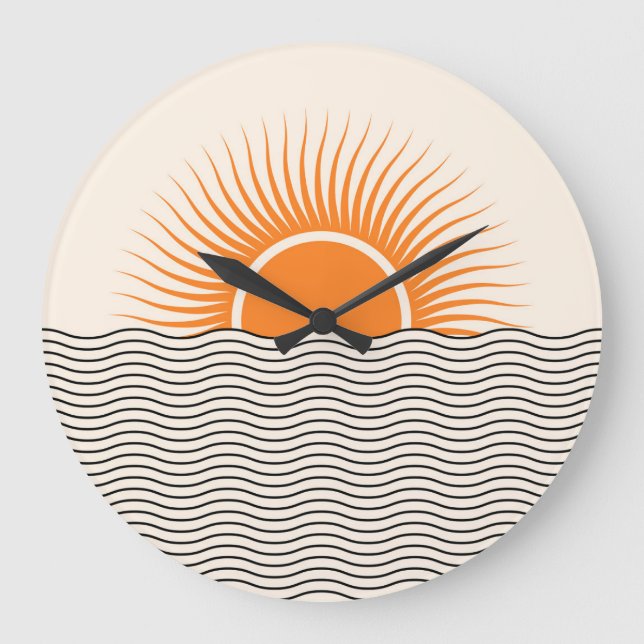 Abstrakter Sonnenuntergang: geometrische boho Deko Große Wanduhr (Vorderseite)