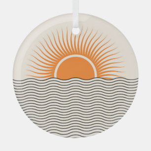 Abstrakter Sonnenuntergang: geometrische boho Deko Ornament Aus Glas