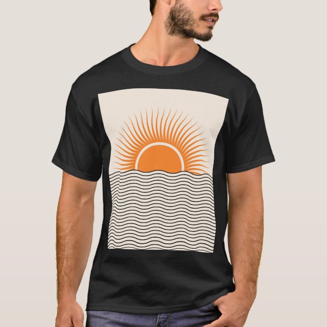 Abstrakter Sonnenuntergang: geometrische boho Deko T-Shirt (Vorderseite)