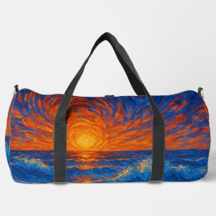 Abstrakter Sonnenuntergang über den Ozeanwellen Duffle Bag