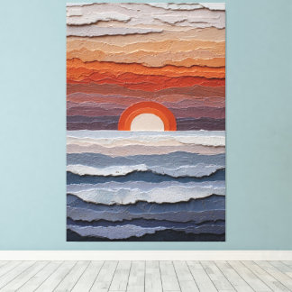 Abstrakter Sonnenuntergangshorizont mit strahlende Leinwanddruck