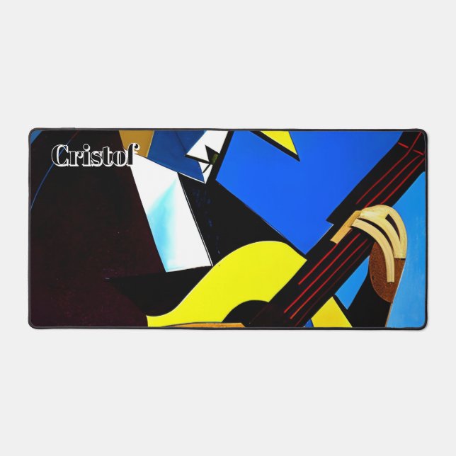 Abstrakter spanischer Gitarrist. Personalisiert Schreibtischunterlage (Vorderseite)