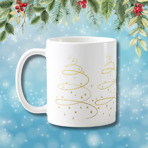 Abstrakter Sparkling Gold Weihnachtsbaum Kaffeetasse