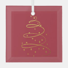 Abstrakter Sparkling Gold Weihnachtsbaum Ornament Aus Glas