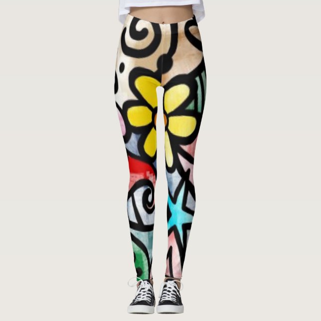 Abstrakter Spaß farbenfrohe Leggings (Vorderseite)
