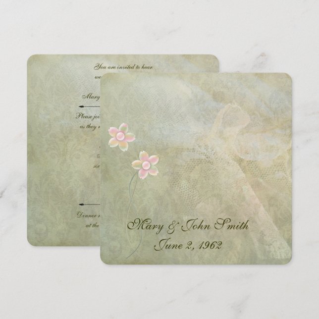 Abstrakter Spitzenplatz Vow Renewal Einladung (Vorne/Hinten)