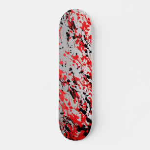 Abstrakter Splash und Tropfen in Schwarz und Rot Skateboard