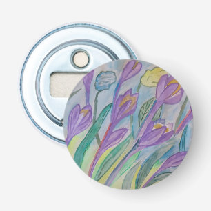 Abstrakter Spring Crocus Button Flaschenöffner