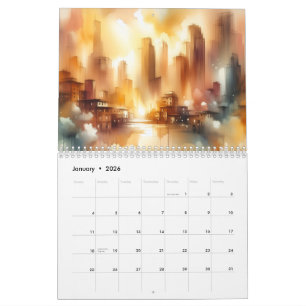 Abstrakter Stadtbild-Kalender für 12 Monate Kalender