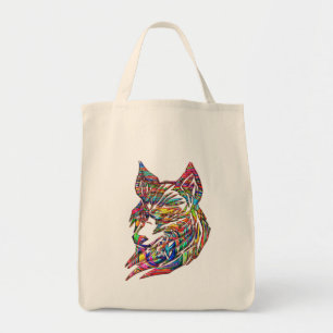 Abstrakter Stammes- Wolf Tragetasche