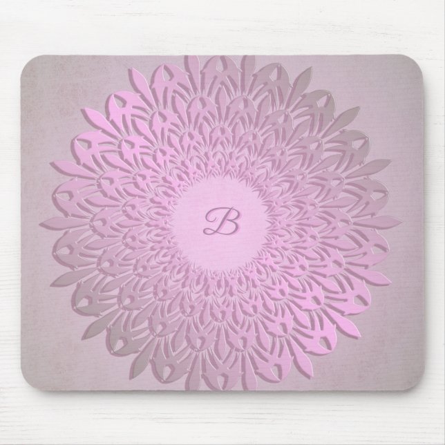 Abstrakter Steigungsrosa Mandala .monogram. Mousepad (Vorne)