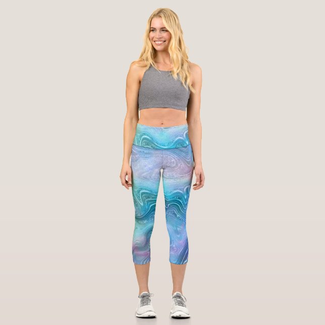 Abstrakter Stein aus flüssigem Marmor Textur Hinte Capri Leggings (Vorderseite)