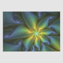 Abstrakter Stern, Shiny Blue Green Golden Fraktal  Seidenpapier