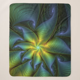 Abstrakter Stern, Shiny Blue Green Golden Fraktal Sherpadecke