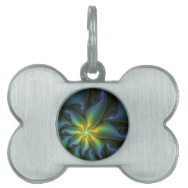 Abstrakter Stern, Shiny Blue Green Golden Fraktal  Tiermarke