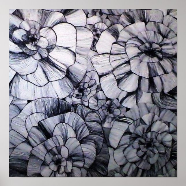 Abstrakter Stift Art Blume Poster (Vorne)