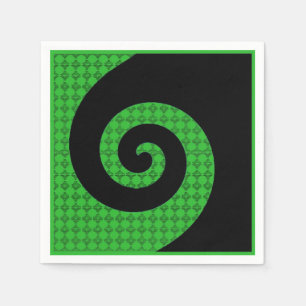 Abstrakter Strudel-grüne und schwarze Serviette