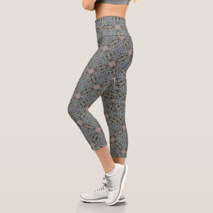 Abstrakter Sukkulargarten Rosette Trellis Muster Capri Leggings