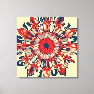 Abstrakter SUN FLOWER - rot blau + dein Backgr. Leinwanddruck