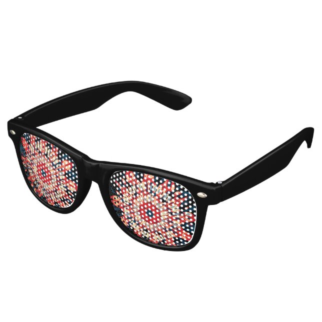 Abstrakter SUN FLOWER - rot blau + dein Backgr. Sonnenbrille (Schrägansicht)