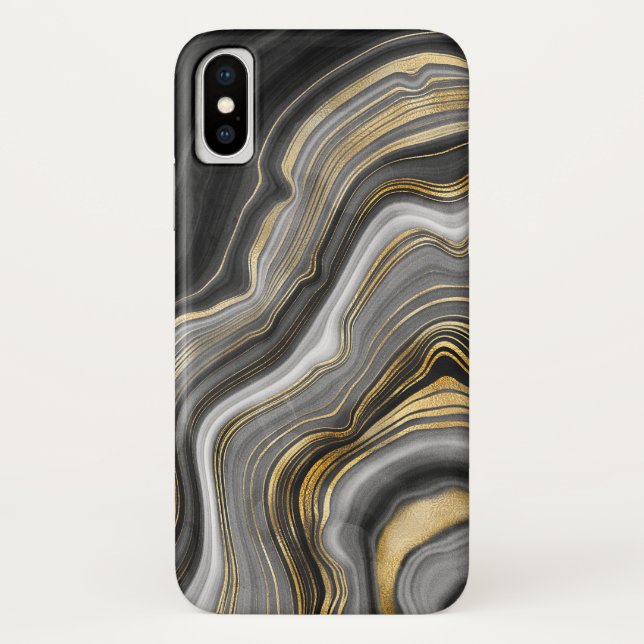 Abstrakter Swirl aus Schwarz und Gold Case-Mate iPhone Hülle (Rückseite)