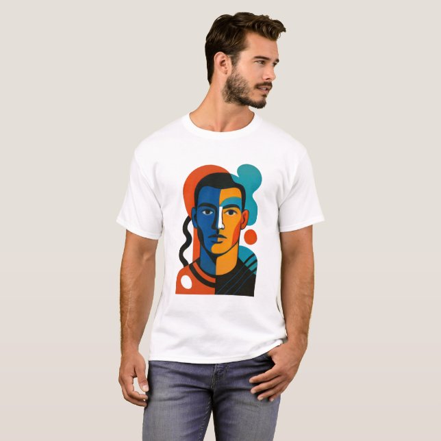 Abstrakter T - Shirt | Modernes Pop Art Graphic T- (Vorne ganz)