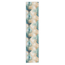 Abstrakter Table Runner aus Alkohol-Tinte mit gold