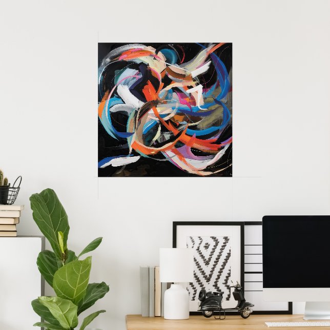 Abstrakter Tänzer in dynamischer Bewegung Poster (Heimbüro)