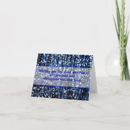 Abstrakter Text mit blauen Lichtern Feiertagskarte