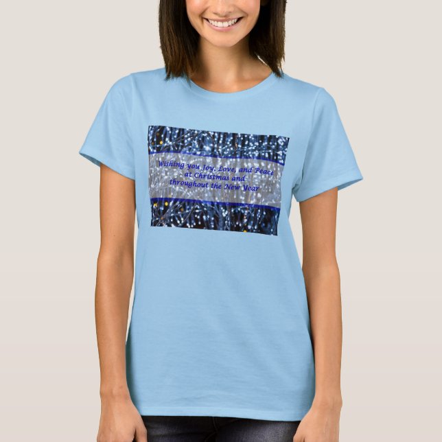 Abstrakter Text-T - Shirt mit blauer Lights (Vorderseite)