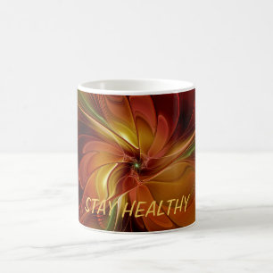 Abstrakter Text von Red Orange Brown Green Fraktal Kaffeetasse