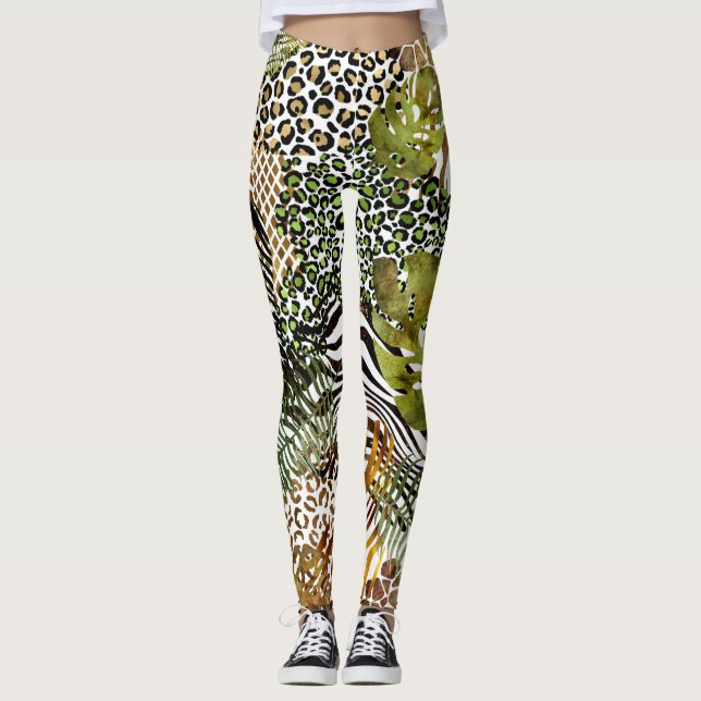 abstrakter Tierdschungel Leggings (Vorderseite)
