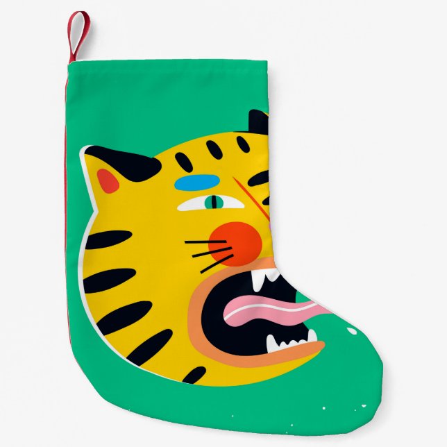 Abstrakter Tiger Kleiner Weihnachtsstrumpf (Vorderseite)