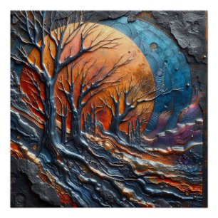 Abstrakter Totenwald 1 - KI - Kunstwerk Poster