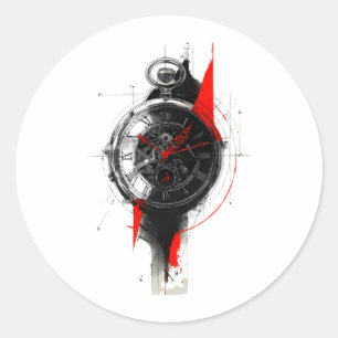 Abstrakter Trash-Polka-Taschenuhr-Aufkleber Runder Aufkleber