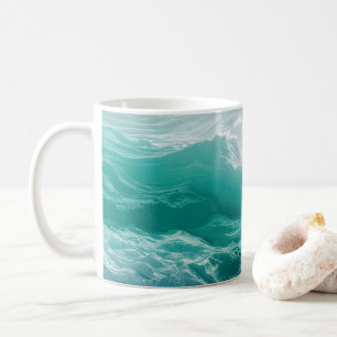 Abstrakter Traum Blaugrüne Ozeanwellen Kaffeetasse