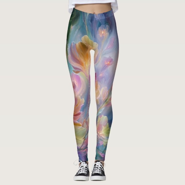 Abstrakter traumhafter Blumengarten Leggings (Vorderseite)