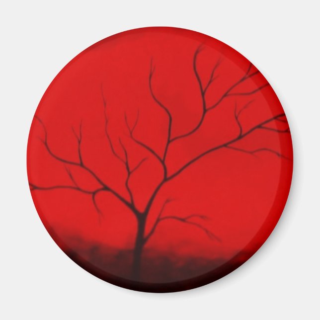 Abstrakter Tree & Red Sky Originale Abstrakte Kuns Magnet (Vorne)