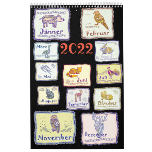 Abstrakter Tribal Tiere aus Europa Kalender