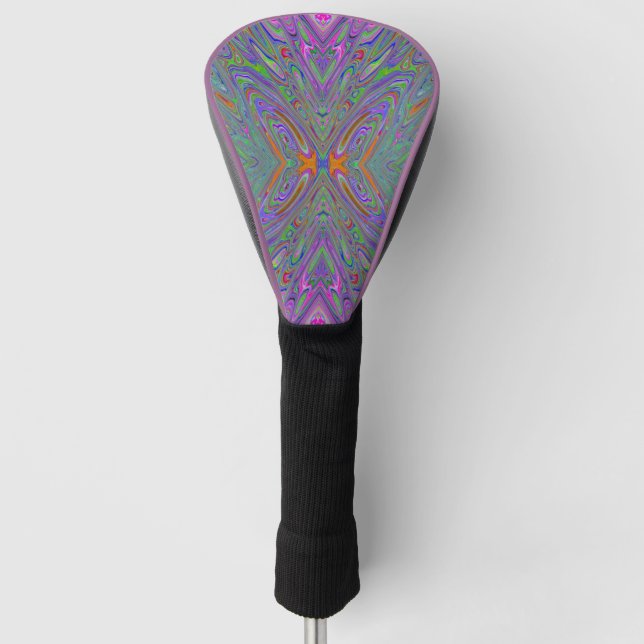 Abstrakter Trippy-Lila, Orange und grüner Schmette Golf Headcover (Vorderseite)