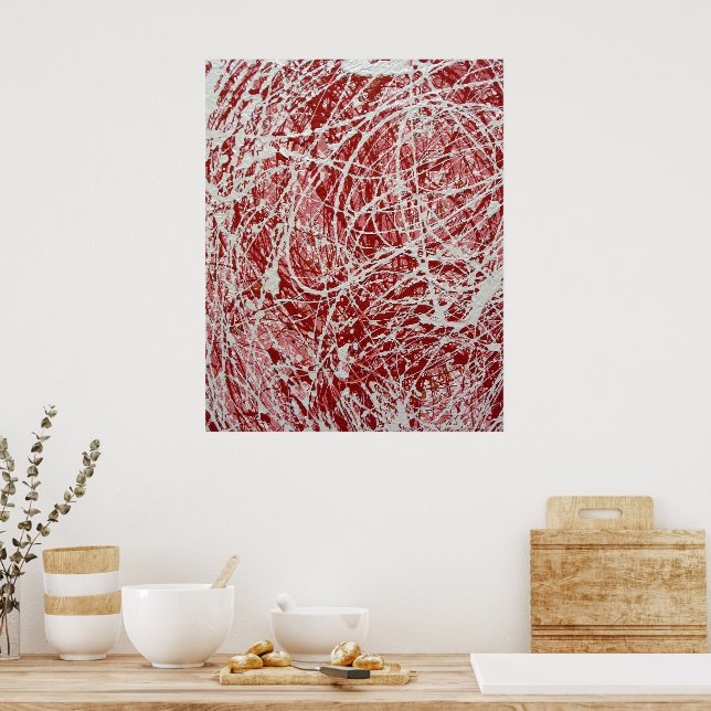 Abstrakter Tropfen Pink White Poster (Küche)